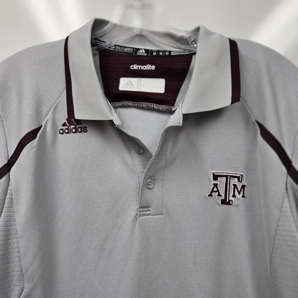 Texas A&M Aggies Adidas Men's Polo‎ Shirts Medium College Collegiate Golf Shirt
