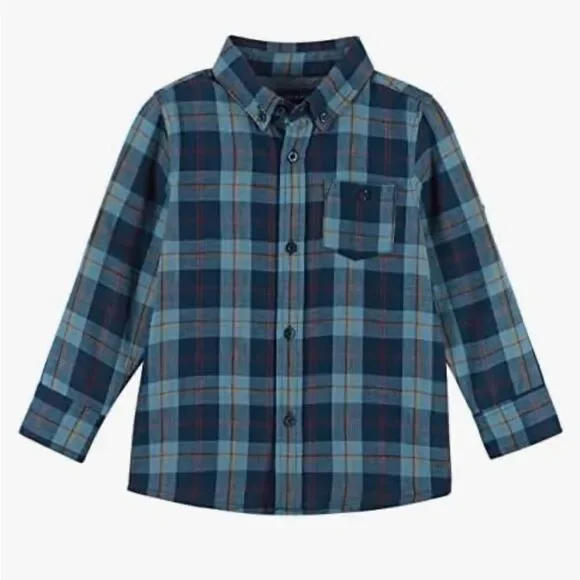 Andy and Evan Plaid Button Front shirt 2T NWT Navy