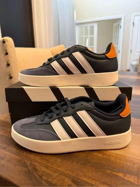 adidas Men’s Navy, White & Orange Low-Top Sneakers
