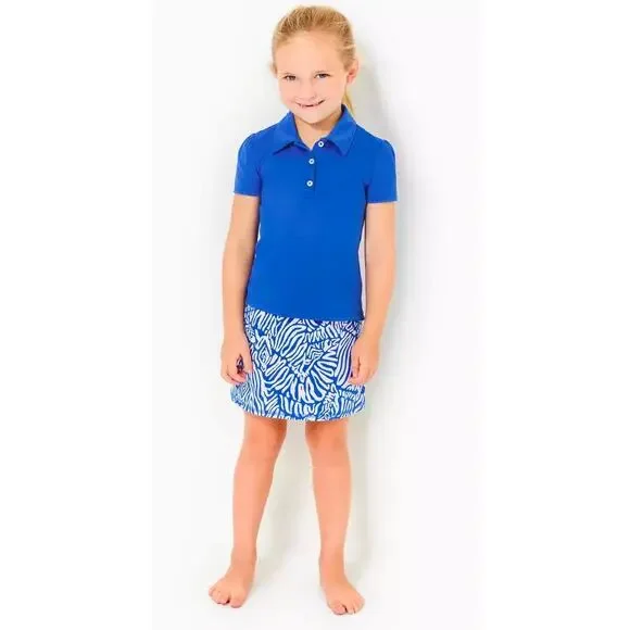 Lilly Pulitzer Luxletic mini Frida polo Girls Blue Large 8/10 Preppy Resortwear