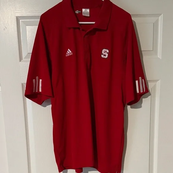 Adidas NC State Wolfpack 3-Stripe Red Men's Polo Shirt