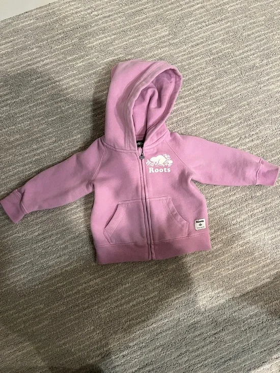 Roots Kids Light Pink Zip Hoodie 6-12 months