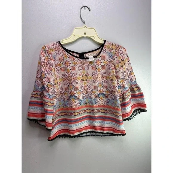 Zoe & Rose Band Of Gypsies colorful Blouse size medium juniors