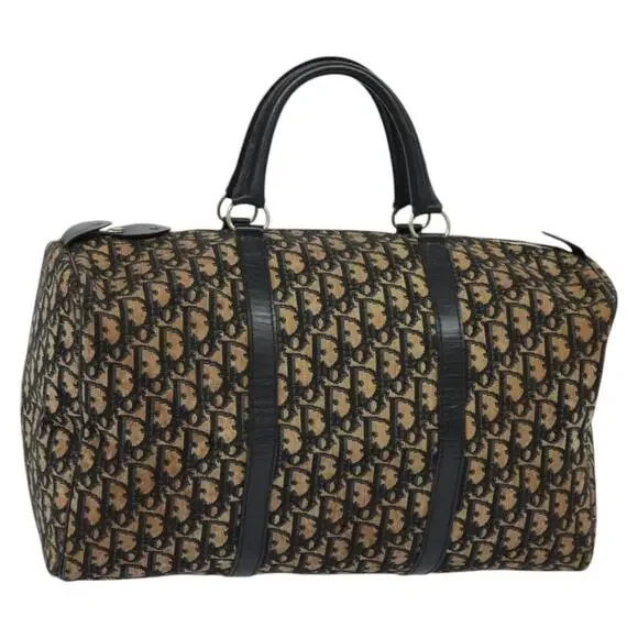 DIOR Trotter Canvas Boston Bag Navy Silver