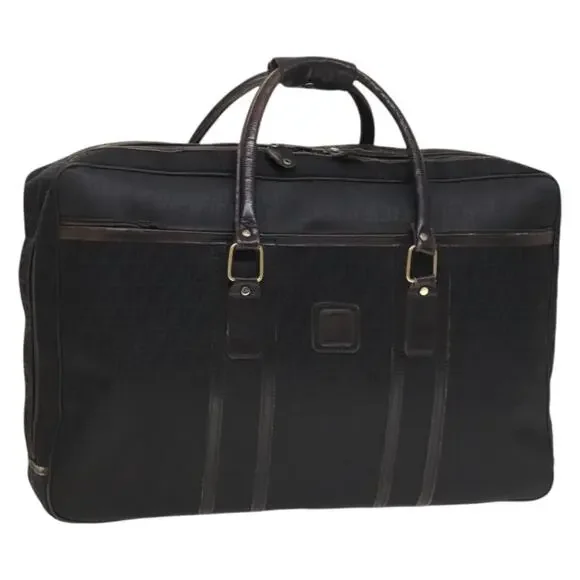 FENDI Zucchino Canvas Boston Bag Silver Black