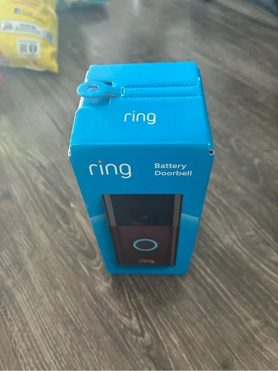 Ring Battery Doorbell in Venetian Bright Blue Retail Box with Black Unit Image