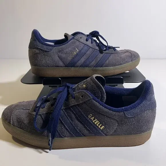 Adidas Gazelle Shoes Mens Size 7.5 Blue Suede Classic Low Top Sneakers‎ Gum Sole