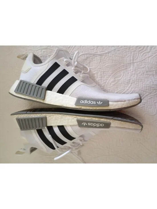 Adidas NMD_R1 White & Black Mens Sneakers Size 11 Mesh Upper Boost Midsole