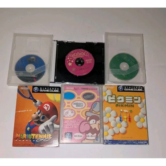 Japanese GameCube Bundle - Mario Tennis GC, Mario‎ Party 4, Pikmin 1 & 2-