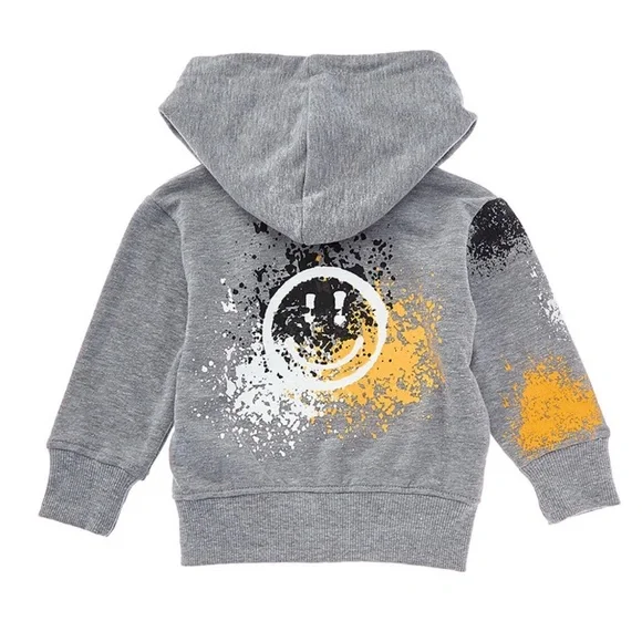 Little Mish Grey Happy Graffiti Hoodie Baby Boys Size 12 months NWOT