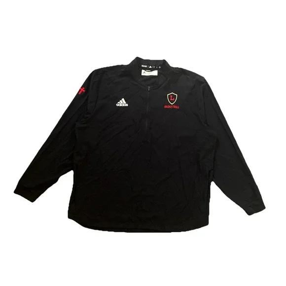 Adidas AEROREADY‎ Basketball Jacket XL Black 1/4 Zip Logo Side Zipper Pockets