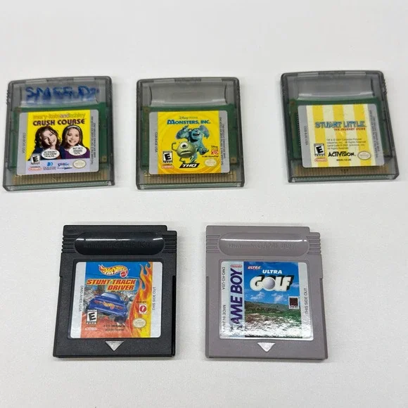 Nintendo Game Boy Color Lot Monsters Inc Hot Wheels Stuart Little Ultra Golf 5pk