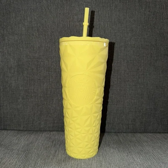 Starbucks Tumbler 24oz Summer 2025 Yellow Geometric‎ Cold Cup New