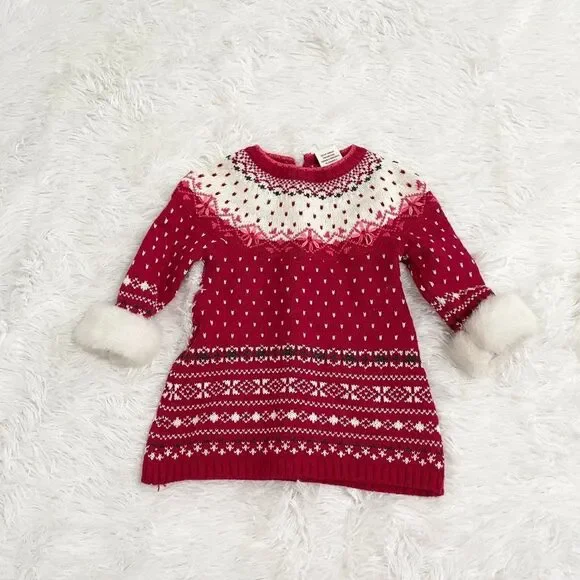 Kids Aspen Snow Flake Sweater in Red and White Size 0-3M