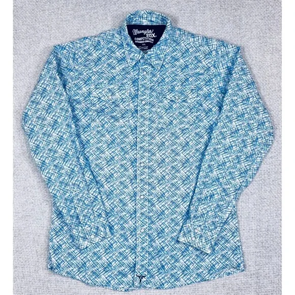 Wrangler 20X Competition Shirt Boys Youth XXL Pearl Snap Advanced Comfort Blue