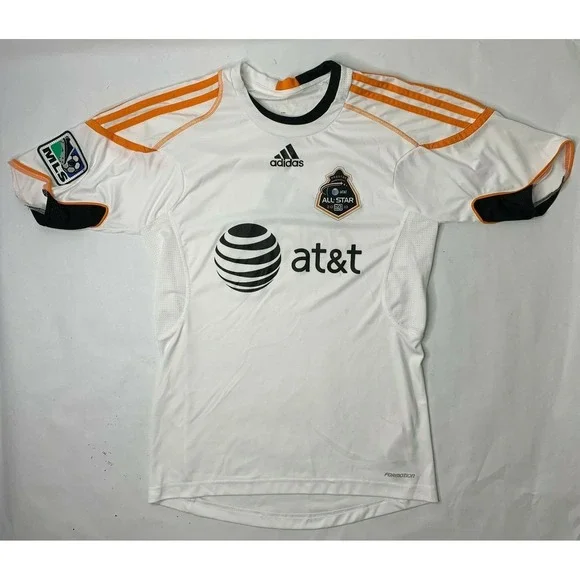 Adidas 2010 MLS All Star Jersey Adult Small White Orange Huston AT&T‎