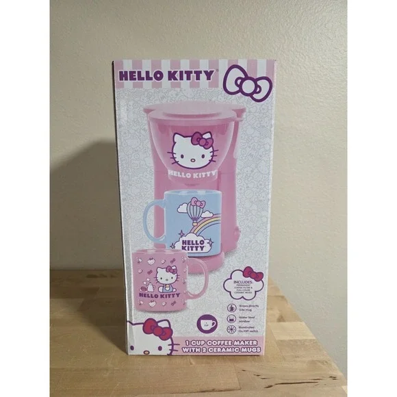 Hello Kitty Sanrio 50th Anniversary Coffee Maker and Mug Set. Brand New