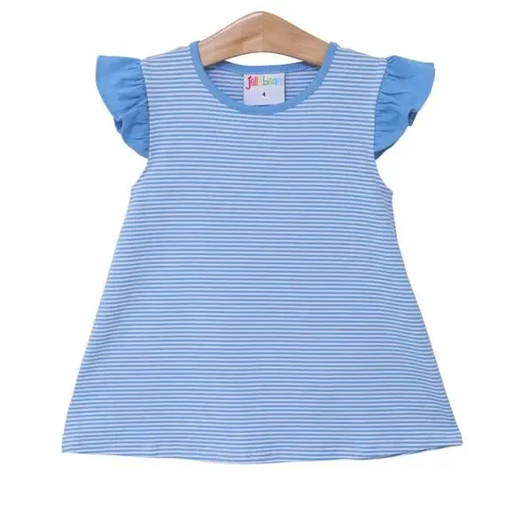 Jellybean by Smock Candy Olivia Flutter Top-‎ Cornflower Stripe NWT