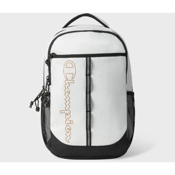 Champion‎ Center Backpack White Laptop Sleeve & Padded Zipper Pockets BRAND NEW