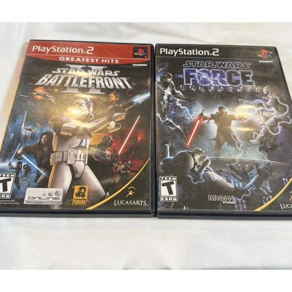 Star Wars PS2 Game Lot Battlefront II‎ & Force Unleashed Untested Complete