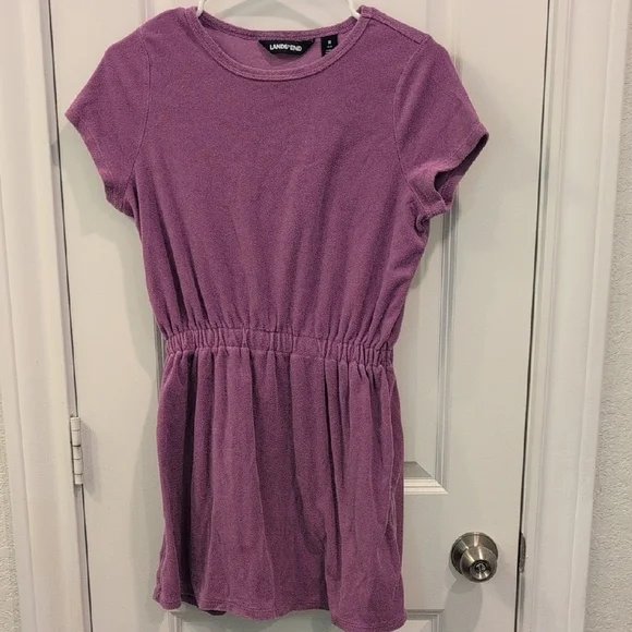 Lands' End Purple Short Sleeve Dress Terry Swim Cover Up