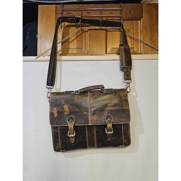 Rustic Town Leather Mens Computer/ Work Bag 15x 10