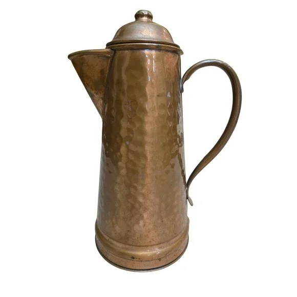 Gregorian Vintage Hammered Copper Coffee Pot/Kettle Circa 1960-1990 Made In USA