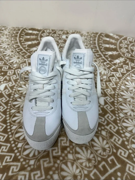 adidas Samoa White and Light Gray Low-Profile Retro Sneaker