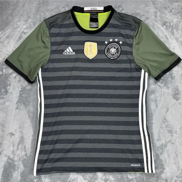 Adidas Germany 2016 Away Reversible Soccer Jersey Grey Green Neon AA0110 Mens M