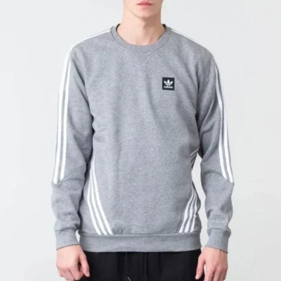 NWOT Adidas Insley crewneck pullover sweatshirt men L gray white