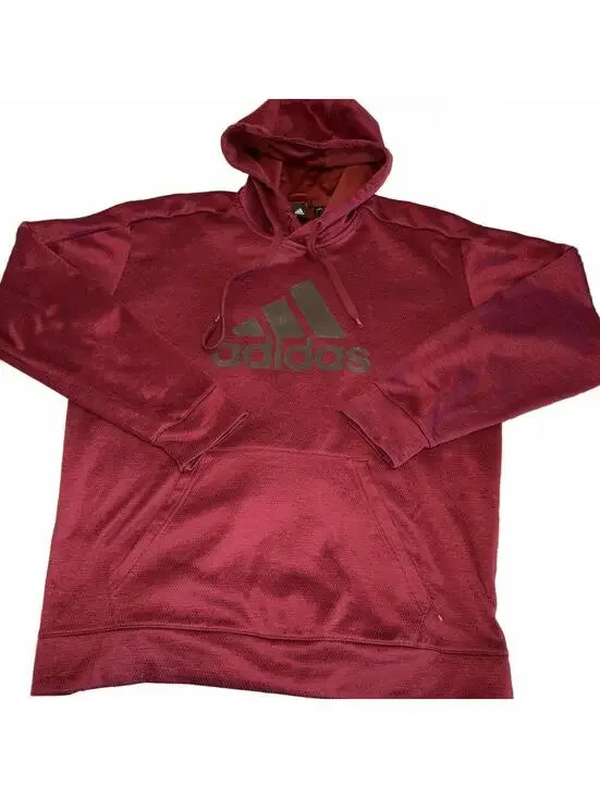 Adidas Men's Burgundy Hooded Sweatshirt Size Large Sport Athletic Adidas Cozy