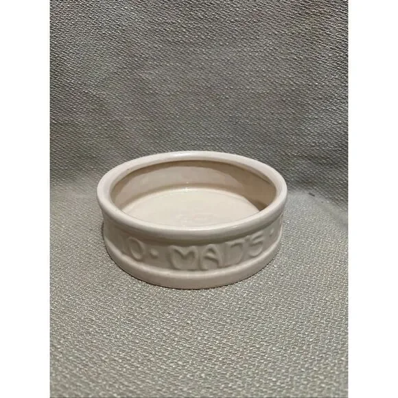 Vintage McCoy Pottery Cream Color Dog Dish Bowl To Man's Best Friend His Dog NEW