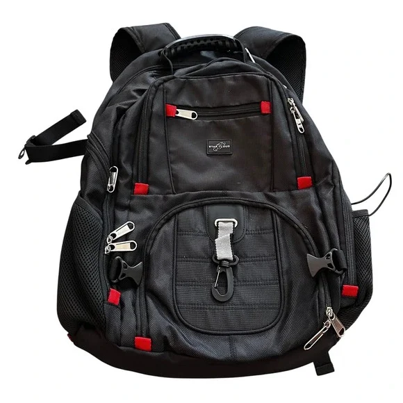 Star Cloud Black Red Multi Compartment Laptop Backpack School Travel Bag‎