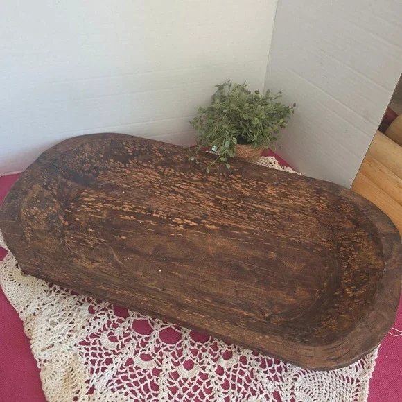 Primitive wooden dough bowl