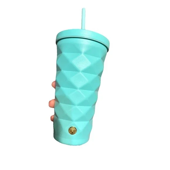Starbucks 2025 Summer Europe UK Diamond Turquoise Cyan Blue SS Cup Tumbler 19oz