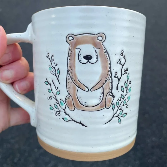 Bear‎ Design Ceramic Mug - White and Brown
