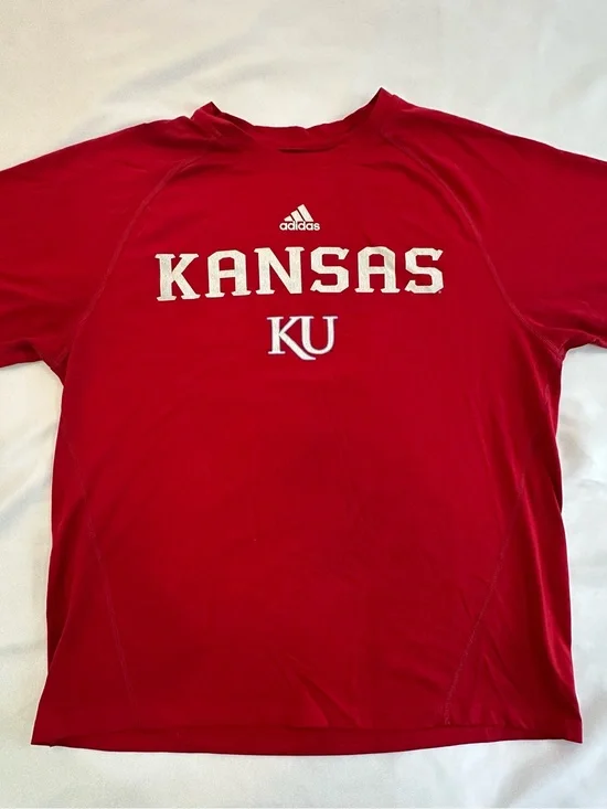 adidas Red Kansas KU Short Sleeve Tee