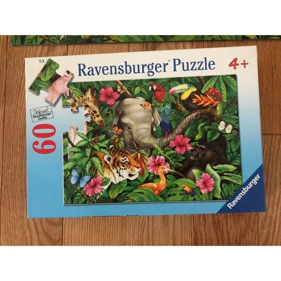 RAVENSBURGER 60 Piece Puzzle Tropical Friends Rainforest Animals Complete
