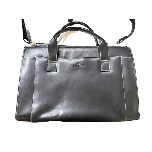 Vintage Samsonite Laptop Briefcase Mens Leather Black 15in Padded Interior Strap