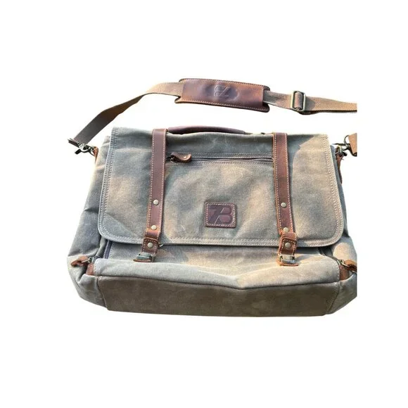 Men's Brown Waterproof Vintage Messenger Bag for 15.6 Inch Laptop - 16 Pockets