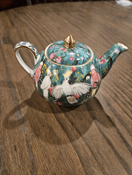 Taiwan T2 Tea Bone China Green Birds Teapot