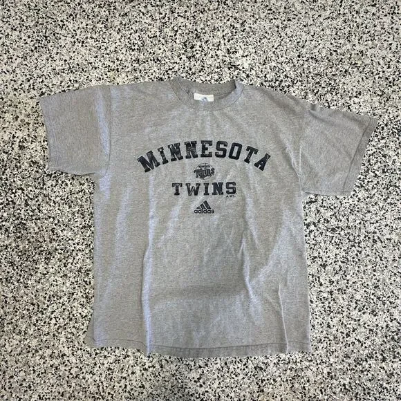 Vintage Adidas Minnesota Twins T-Shirt Mens Large Gray 2002 00's Y2K Baseball