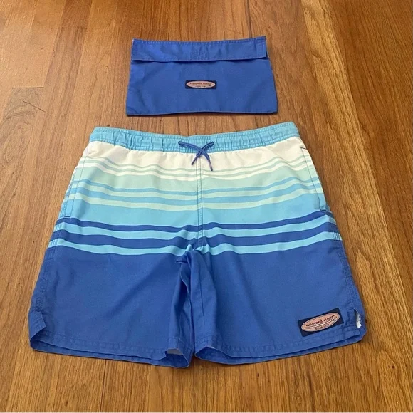 Vineyard Vines Blue and Cream Swim Trunks