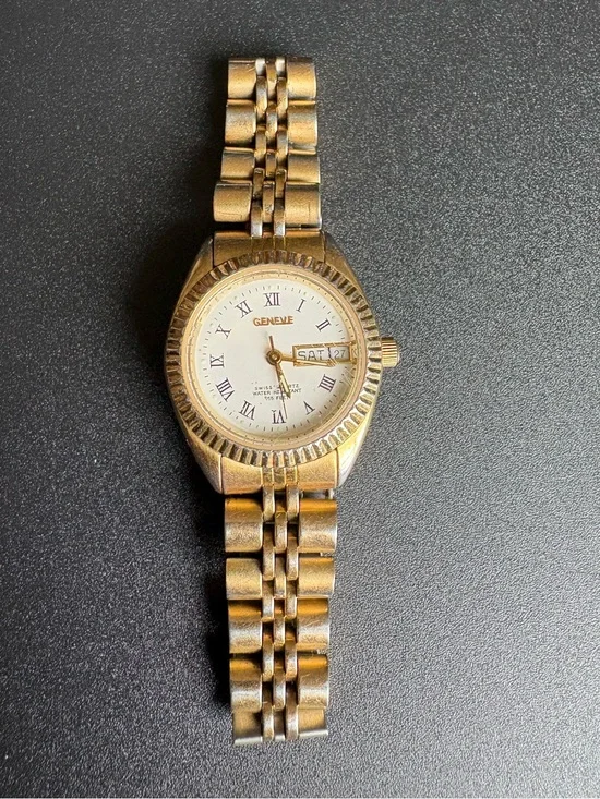Geneve Gold-Tone Ladies Wristwatch with Roman Dial