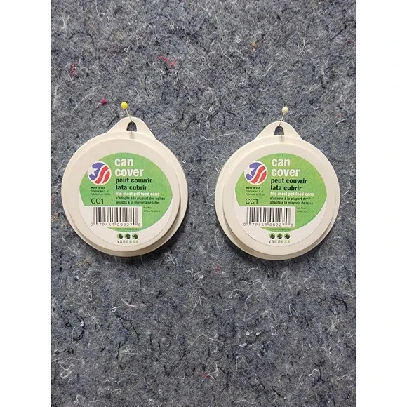 Pet Food Can Cover Set of‎ 2 Cream Lids