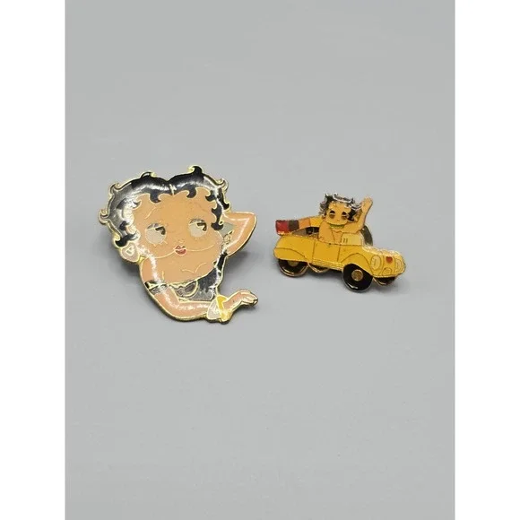Vintage Betty Boop Betty's Diner Waitress & Car Lapel Pin Cartoon Lot Of‎ 2