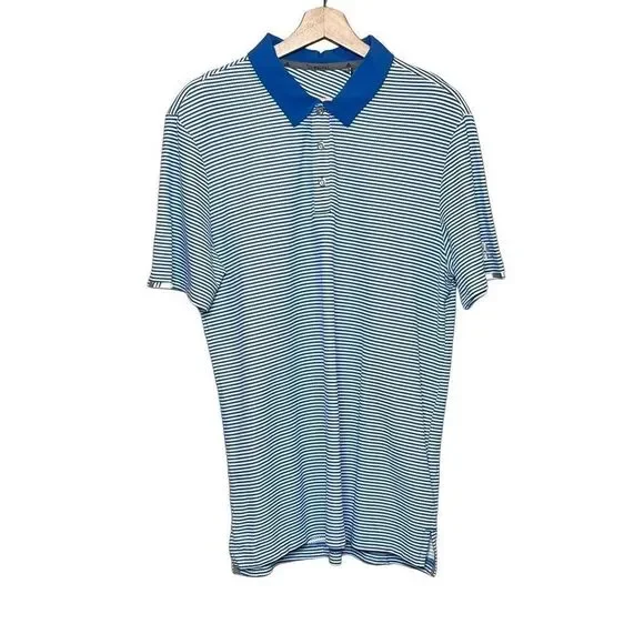 Adidas climachill blue tonal striped golf polo shirt size M