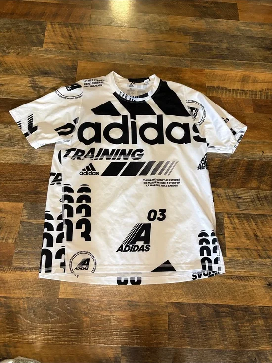 adidas Black & White All-Over Logo Tee