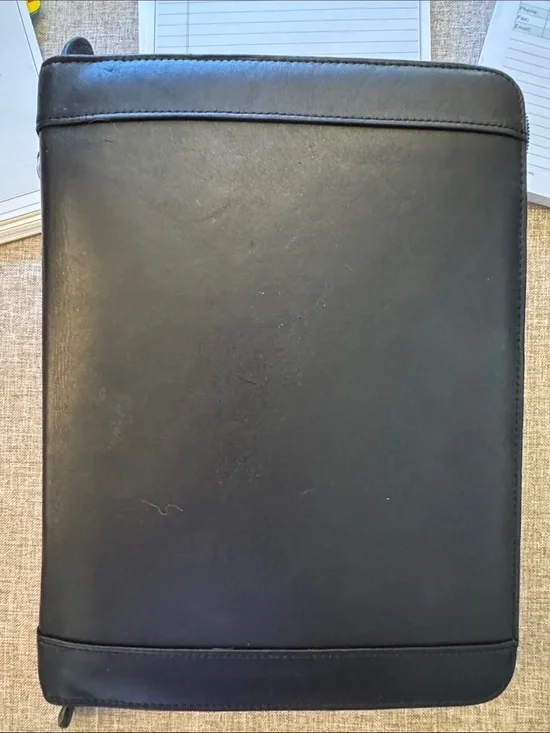 VTG Daytimer Black Leather Organizer 10 3/4” x 8” for Realtor/Business MINT