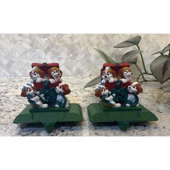 2 Beethoven Puppies Vintage Stocking Holders 1996 Universal Studios‎ Very Rare